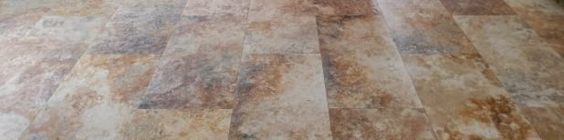 restored honed travertine kitchen floor